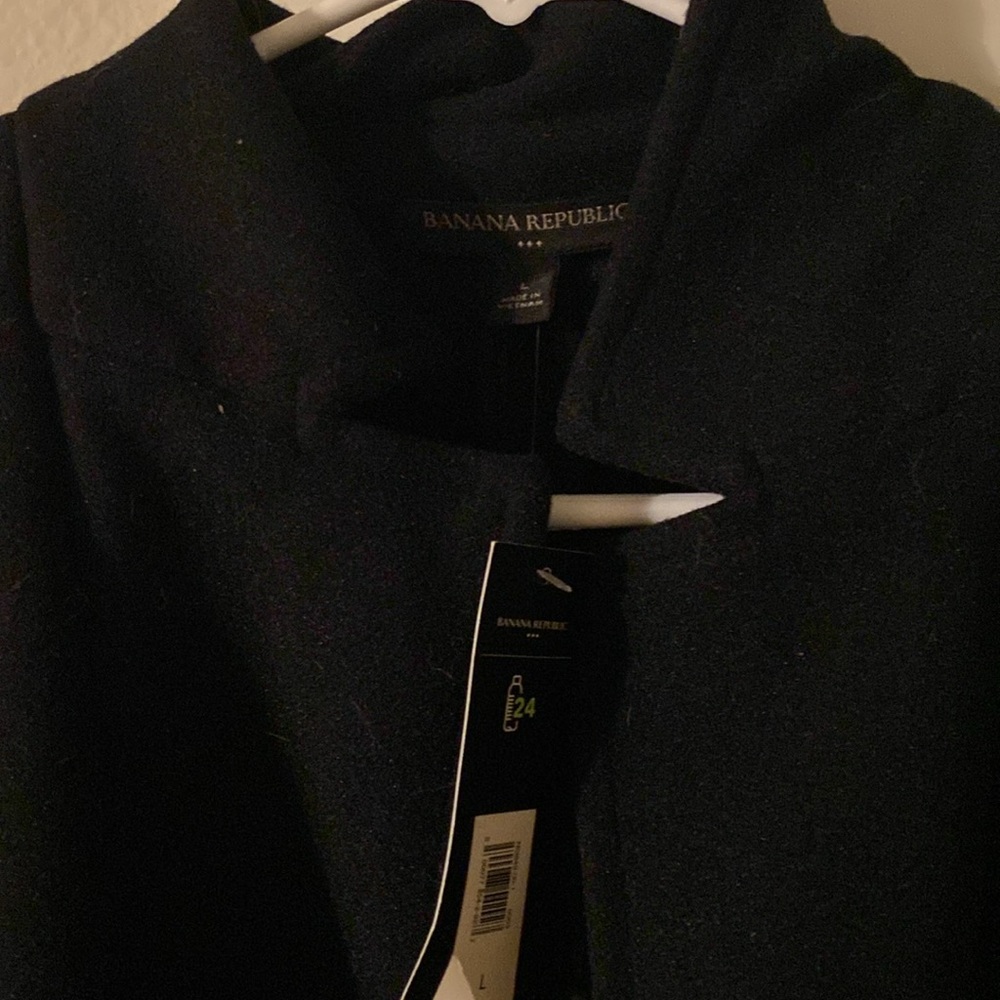NWT Banana Republic L Black Over Coat - Picture 3 of 5